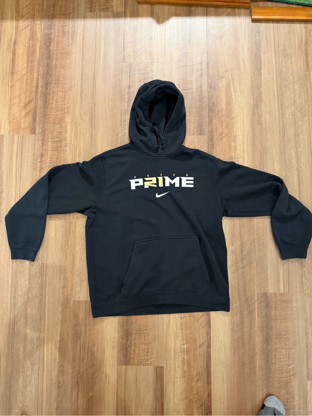 Nike Coach Prime Hoodie Mens Small Black Pullover Graphic Sweatshirt Fleece LG‎